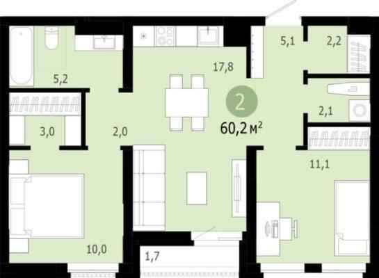 Планировки квартир в 5 доме в ЖК Южные кварталы в Екатеринбурге