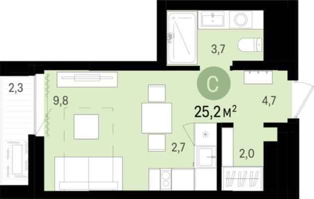 Планировки квартир во 2 доме в ЖК Брусника в Академическом