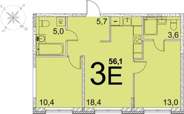 Планировки квартир в Секции 4.11.1 в ЖК Первый Академ в Екатеринбурге