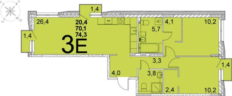 Планировки квартир в Секции 4.11.4 в ЖК Первый Академ в Екатеринбурге