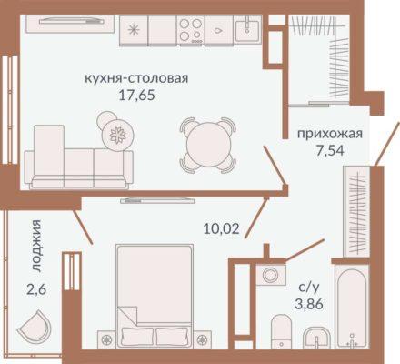 Планировки квартир в Секции 1В в ЖК Видный в Екатеринбурге