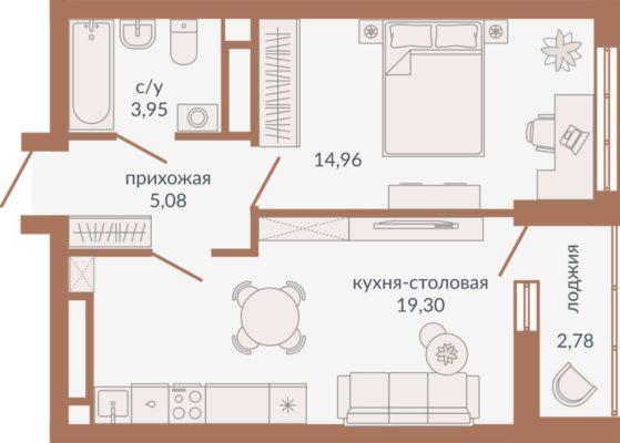 Планировки квартир в Секции 1Б в ЖК Видный в Екатеринбурге