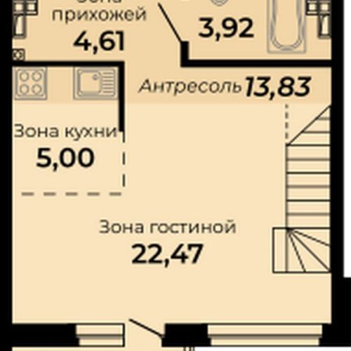 Дом 1 | Секции 1-5 - Планировка студии в ЖК Есенин в Верхней Пышме