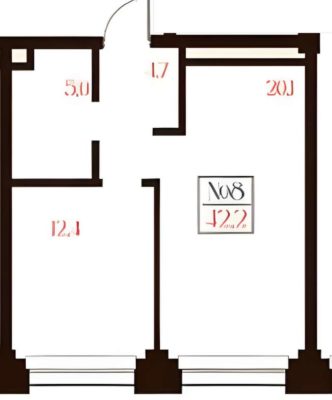 Дом 1 - Планировка однокомнатной квартиры в ЖК Банников дом в Екатеринбурге