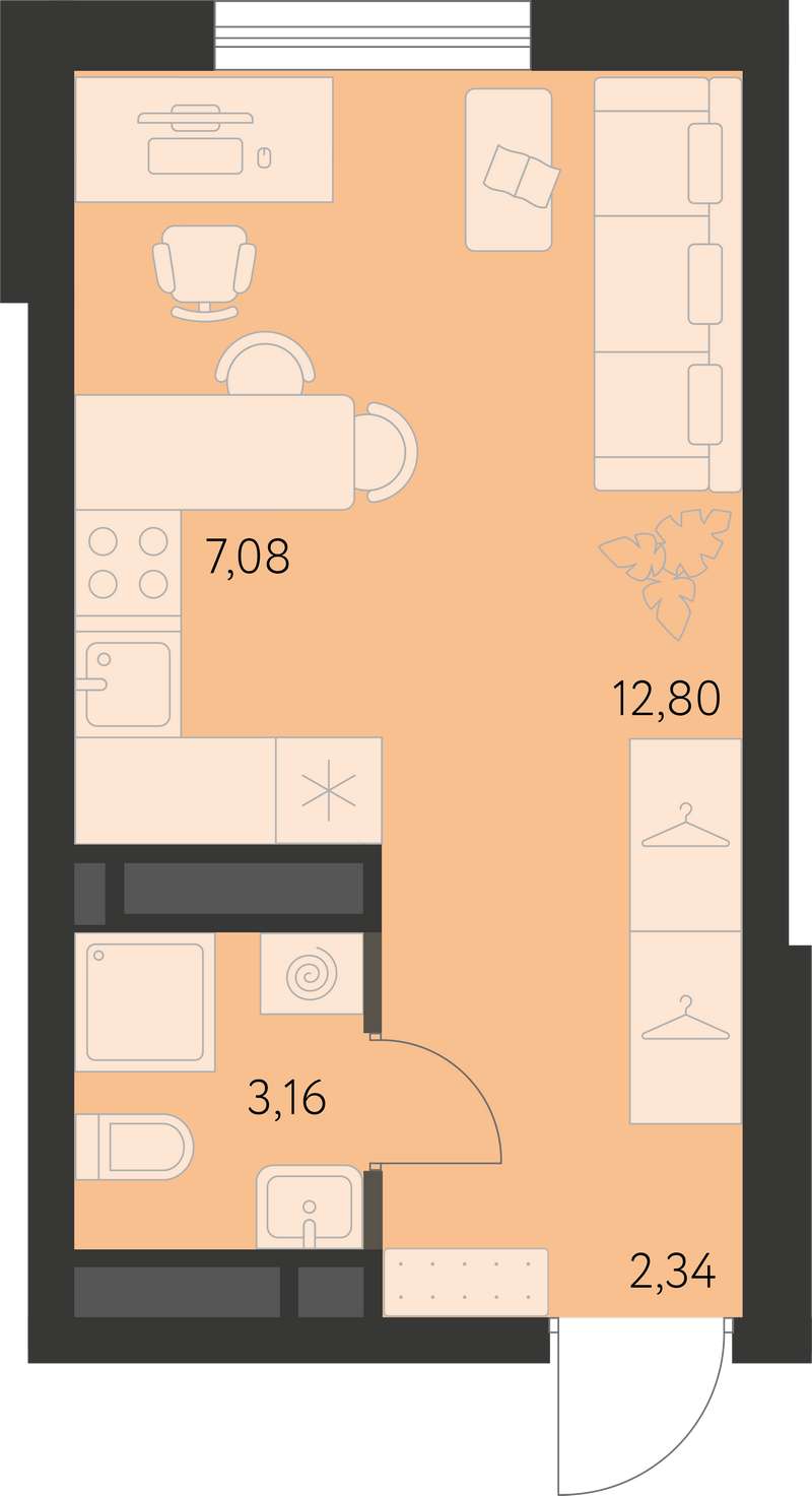 Квартира-студия 25,4 м² в доме 3.6 в ЖК Первый Академ в Екатеринбурге -  Купить по цене от застройщика