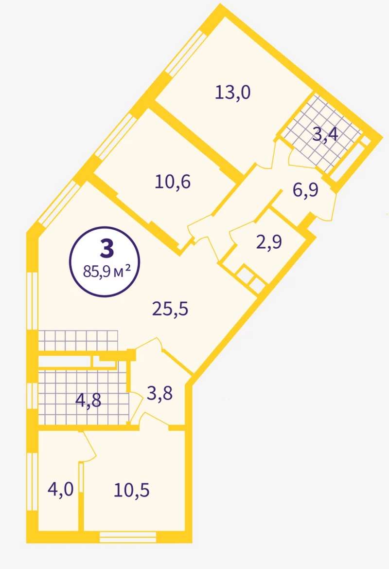 3-комнатная квартира 85,9 м² в ЖК Астон. История в Екатеринбурге - Купить  по цене от застройщика