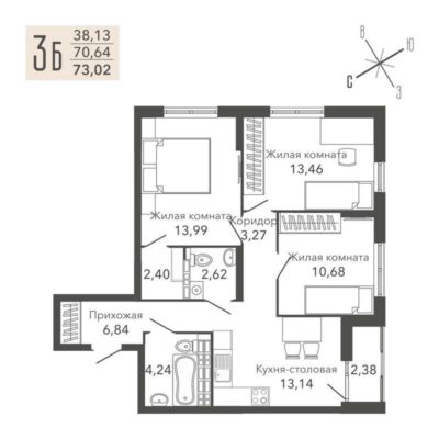 Дом 1 - Планировка трехкомнатной квартиры (и больше) в ЖК Шишкин Арт в Верхней Пышме