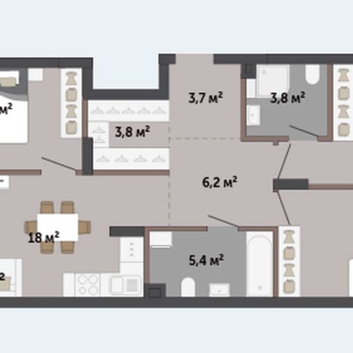 Дом 2: Секции 4; 5 - Планировка трехкомнатной квартиры (и больше) в ЖК Парк Победы в Екатеринбурге