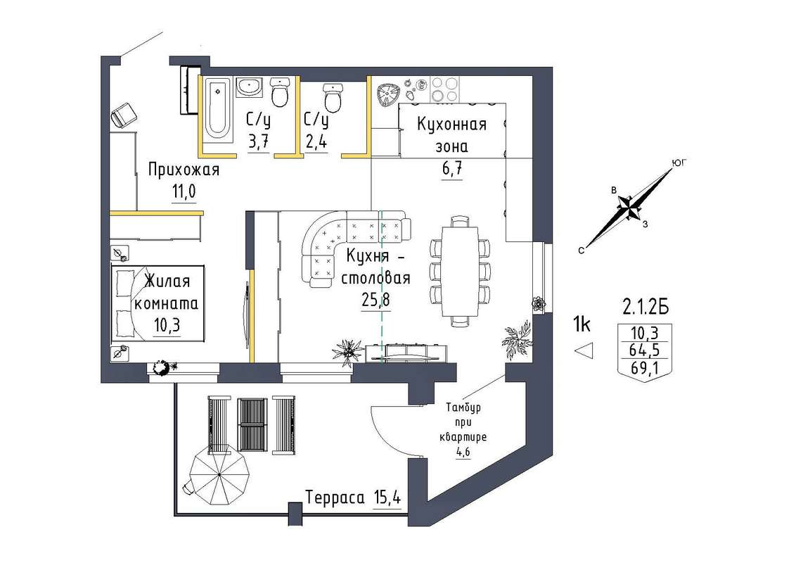 2-комнатная квартира 69,1 м² в 12 доме в ЖК Зеленая горка в Екатеринбурге -  Купить по цене от застройщика