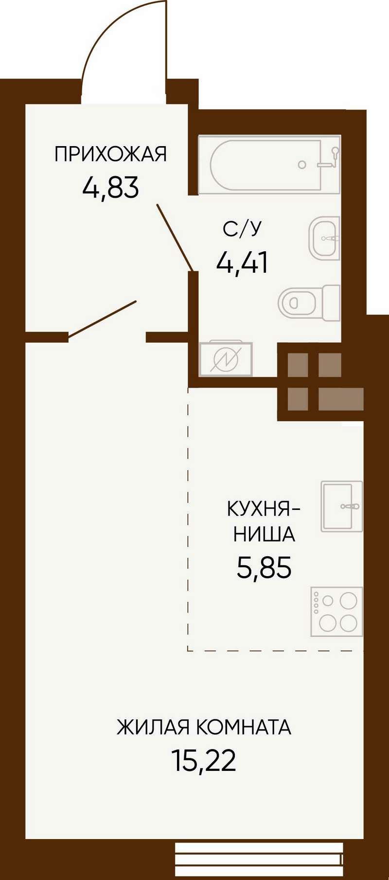 Квартира-студия 30,31 м² в ЖК Тишина-2 в Екатеринбурге - Купить по цене от  застройщика