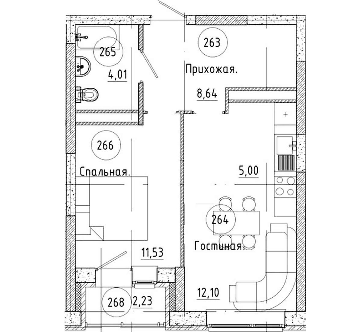 1-комнатная квартира 43 м² в 1 доме в ЖК Ривер Парк-3 в Екатеринбурге -  Купить по цене от застройщика