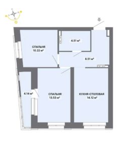 Дом 2 - Планировка двухкомнатной квартиры в ЖК Авангард 3.0 в Екатеринбурге