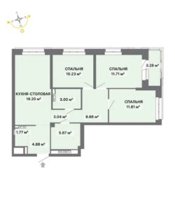 Дом 2 - Планировка трехкомнатной квартиры (и больше) в ЖК Авангард 3.0 в Екатеринбурге