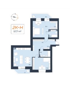 Дом 1 (5 секция ЖК Архитектон) - Планировка двухкомнатной квартиры в ЖК Архидом в Екатеринбурге