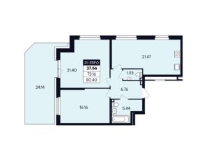 Дом 1 | Секция С1 - Планировка двухкомнатной квартиры в ЖК Динамика в Екатеринбурге