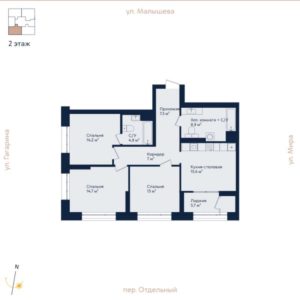 Секция 1 - Планировка трехкомнатной квартиры (и больше) в ЖК Отдельный 5 в Екатеринбурге