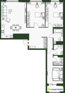 Дом 4 (по ГП)| Секции 10-12; 16 - Планировка трехкомнатной квартиры (и больше) в ЖК Парковый квартал 2.0 в Екатеринбурге