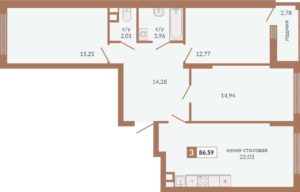 Секции 1Г - Планировка трехкомнатной квартиры (и больше) в ЖК Видный в Екатеринбурге
