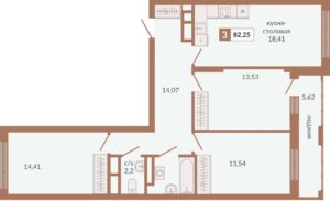Секции 1Д - Планировка трехкомнатной квартиры (и больше) в ЖК Видный в Екатеринбурге