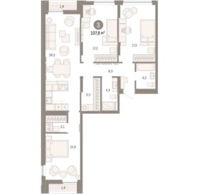 Дом 16 - Планировка трехкомнатной квартиры (и больше) в ЖК Шишимская Горка в Екатеринбурге