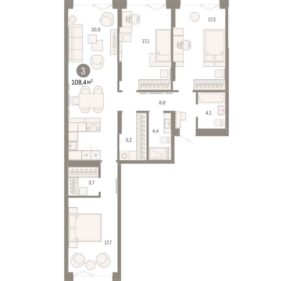 Дом 16 - Планировка трехкомнатной квартиры (и больше) в ЖК Шишимская Горка в Екатеринбурге