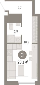 Урбан-виллы 2; 3; 5 - Планировка студии в ЖК Северный квартал в Екатеринбурге