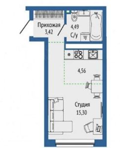 Секции 1-7 - Планировка студии в ЖК Орбита в Екатеринбурге