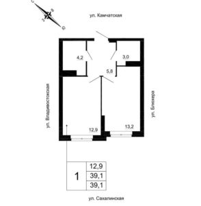 Дома 7.1 - Планировка однокомнатной квартиры в ЖК 20180 в Екатеринбурге